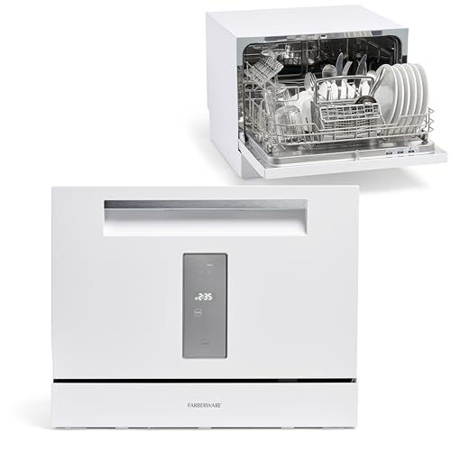 Farberware Portable Mini Countertop Dishwasher 7 Wash Programs - Ideal for Small Spaces Like Apartment, Dorm, Boat