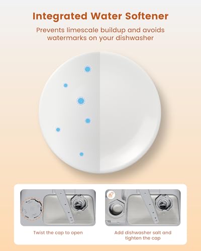 HAVA 2025 Countertop Dishwasher: Water Softener, Energy Efficient, 8 Wash Programs, Child Lock & Delayed Start - Portable & Easy Setup