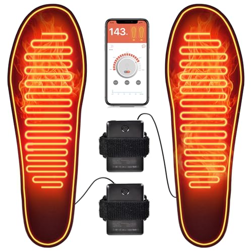 Heated Insoles with 5000mAh Battery, 4 Heat Settings, Mobile App Control - Warm Feet for Men and Women