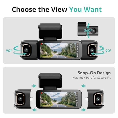 BOTSLAB 3K 4CH Dash Cam, 3K/4K Front, 1080p*3 Car Camera, 560° View, WiFi, GPS, Voice Control, 128GB SD Card