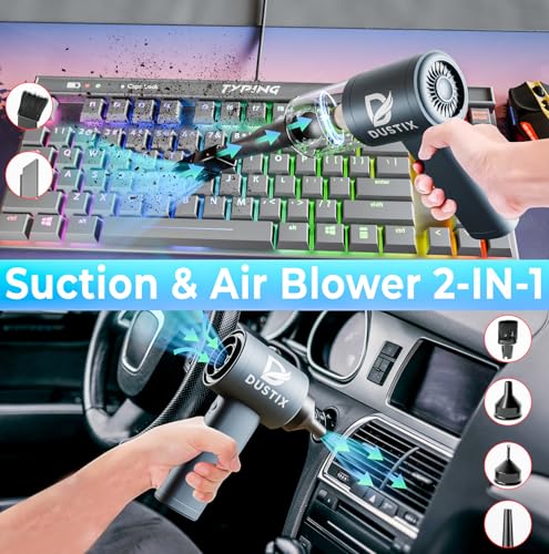 Mini Pro Cordless Handheld Vacuum Cleaner 12kPa Suction 2-Speed - Powerful Car Hoover & Blower - Fast Charging - Portable for Car, Home, Desk