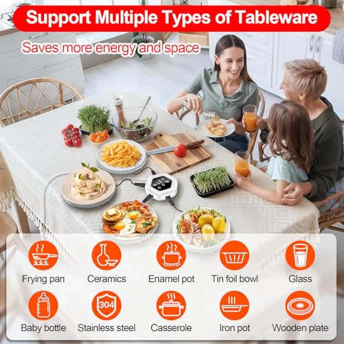 Food Warming Mat: Fast Heat Silicone Tray, 3 Temp, 3 Timer