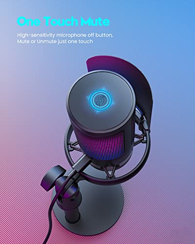 Brand USB Gaming Mic for Podcasts & Streaming Videos, Condenser Mic with Quick Mute, RGB Indicator, Shock Mount