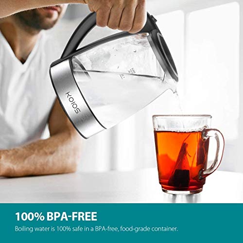 AZEUS 1.8L Fast Boil Electric Kettle, Auto Shut-Off, BPA-Free Glass & Steel