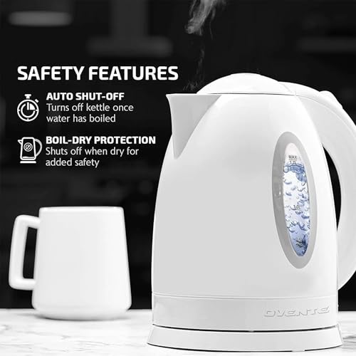 OVENTE 1.7L Electric Kettle: Fast Boil for Coffee/Tea, BPA-Free, Auto Shut-Off