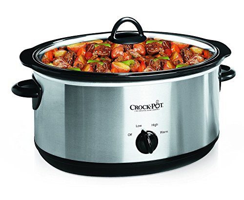 Crock-Pot 7 Quart Oval Slow Cooker, Stainless Steel, Versatile Cookware for Large Families & Entertaining