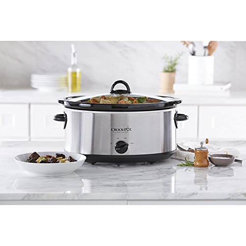 Crock-Pot 7 Quart Oval Slow Cooker, Stainless Steel, Versatile Cookware for Large Families & Entertaining