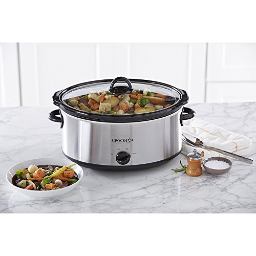 Crock-Pot 7 Quart Oval Slow Cooker, Stainless Steel, Versatile Cookware for Large Families & Entertaining