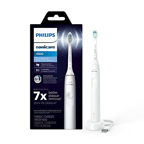 Philips Sonicare Electric Toothbrush: Pressure Sensor, 2 Intensity Settings, SmarTimer, QuadPacer - 14-Day Battery Life - White