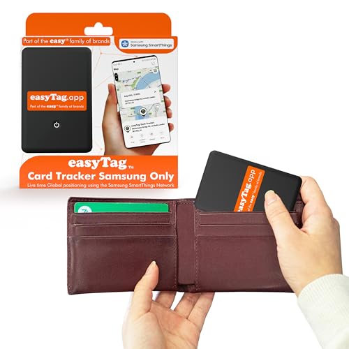 easyTag Card Tracker - Slim Global Tracking Smart Tag for Samsung Wallets, Bags, Luggage - Rechargeable, SmartThings App