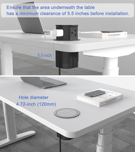 Wireless Charger Pop-Up Socket, 65W USB C Station, 4 Outlets