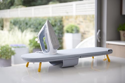 Joseph Joseph Folding Compact Ironing Board, Space-Saving Table-Top Design, Regular Size, Grey/Yellow