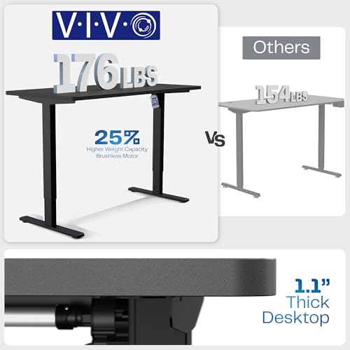 VIVO Electric Standing Desk 60x30 inch, Memory Height Adjustment, Black Top Frame