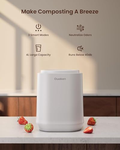 Smart 4L Kitchen Compost Bin: Odorless, Low Noise, Auto-Cleaning