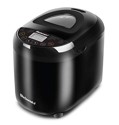 Elite Gourmet Bread Maker Machine: 3 Loaf Sizes, 19 Menu Functions, Gluten Free, 2 Lbs, Black