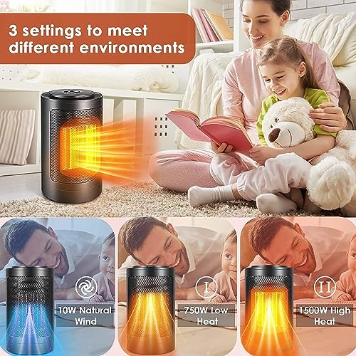 Ceramic Space Heater 1500W: Fast Heating, Silent Operation, 3 Modes, Overheat Protection