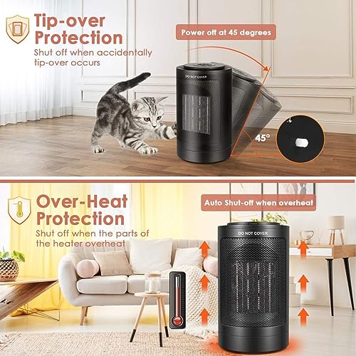 Ceramic Space Heater 1500W: Fast Heating, Silent Operation, 3 Modes, Overheat Protection