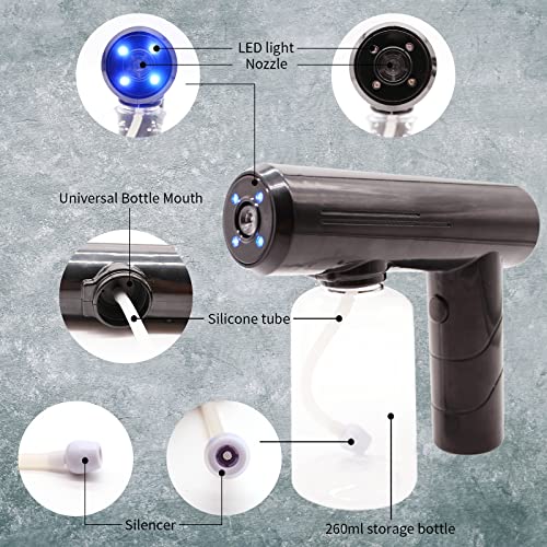 Nano Barber Spray Gun: Electric Sanitizer Fogger for Indoor & Outdoor - 8.8 oz, Black