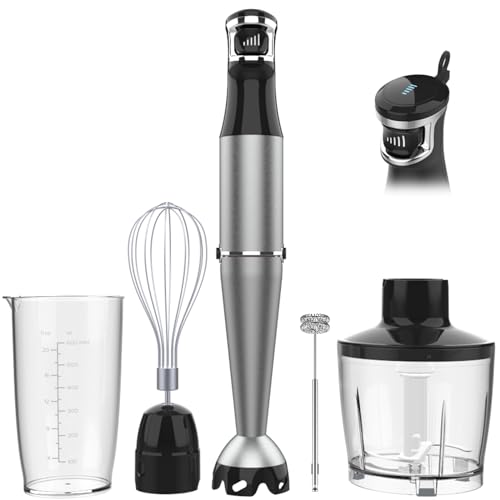 Handheld Immersion Blender Set 1100W, 5-in-1 Stick Emulsifier with Chopper, Whisk, and Frother - Ideal for Soup, Baby Food, Smoothies