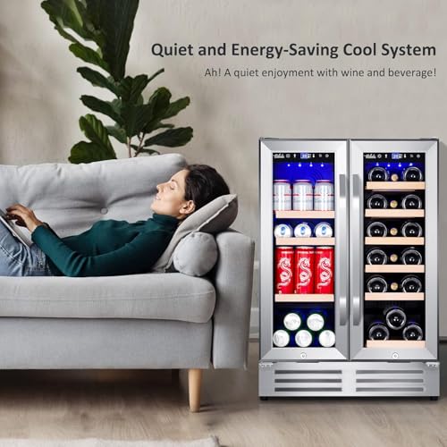CoolerMax 24 Inch Dual Zone Glass Door Beverage Fridge