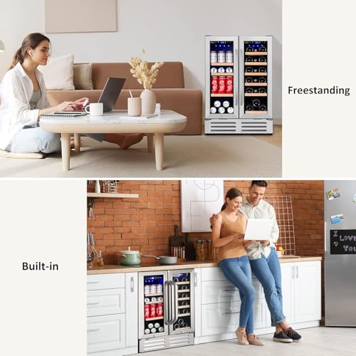 CoolerMax 24 Inch Dual Zone Glass Door Beverage Fridge