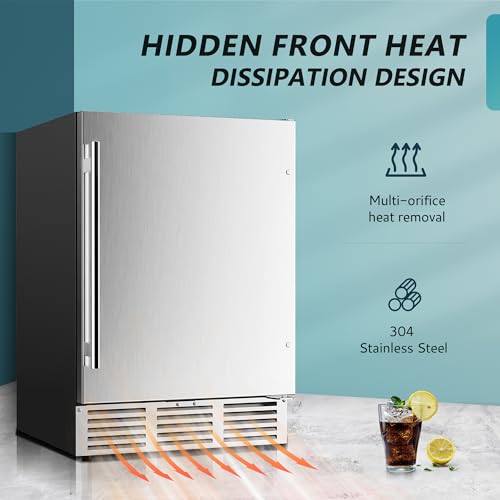 EUHOMY Beverage Refrigerator: Built-in/Freestanding Cooler 180 Can Capacity, Stainless Steel Door, Outdoor Fridge for Soda, Beer, Wine
