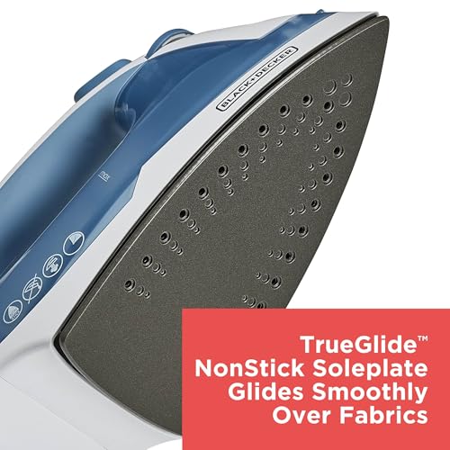 BLACK+DECKER Compact Iron: Easy Steam, Nonstick Plate, 1200W