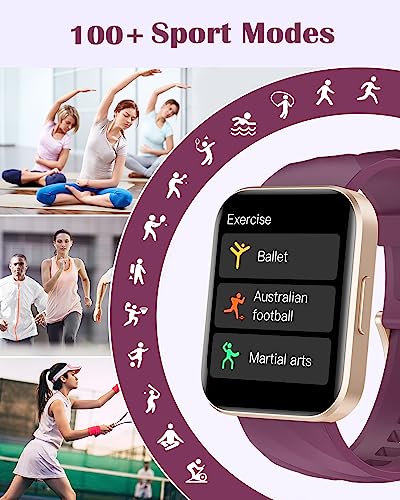 RUIMEN Smart Watches - Answer/Make Calls - 1.85" HD Screen Fitness Tracker - Heart Rate Monitor - 100+ Sports - Waterproof - Purple