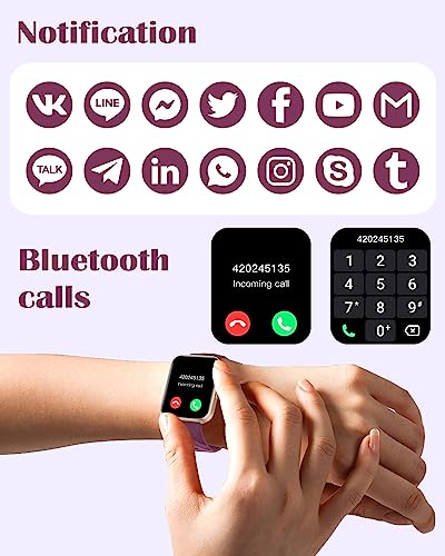 RUIMEN Smart Watches - Answer/Make Calls - 1.85" HD Screen Fitness Tracker - Heart Rate Monitor - 100+ Sports - Waterproof - Purple
