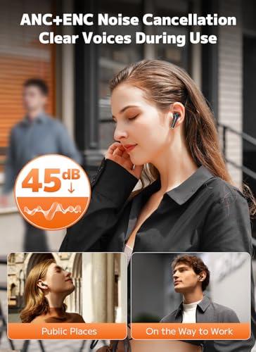 Brand Wireless Earbuds, ENC Noise Cancelling, 48H Playtime, Bass Stereo Sound, Bluetooth 5.4 for iPhone/Android