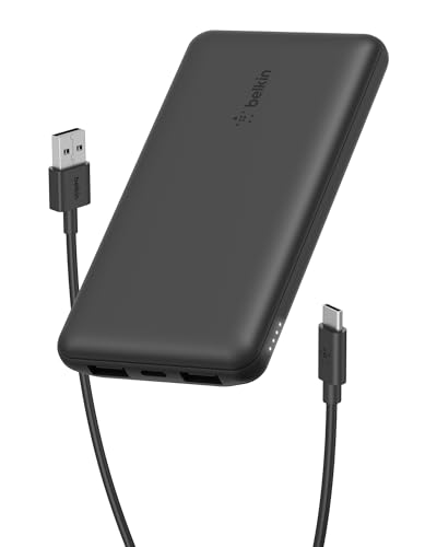 Belkin Portable Charger: 15W 3-Port Power Bank, Fast Charging for iPhone & Samsung - 10000mAh Battery
