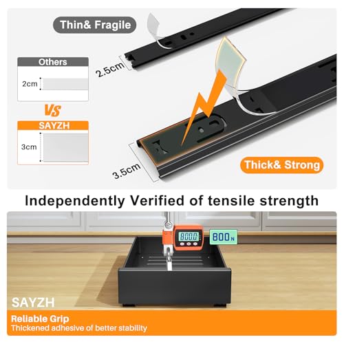 SAYZH Pull Out Cabinet Organizer: Heavy Duty Slide Drawer for Kitchen Cupboard, Extendable Sliding Storage (43x25x9cm), No Drill Needed