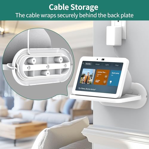 Google Nest Hub Max Wall Mount Shelf Holder - White, Compatible, Space-Saving