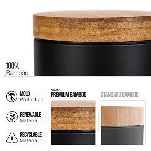 Kazai 3L Bamboo Bathroom Bin | Soft Closing, Anti-Finger Tech | Black
