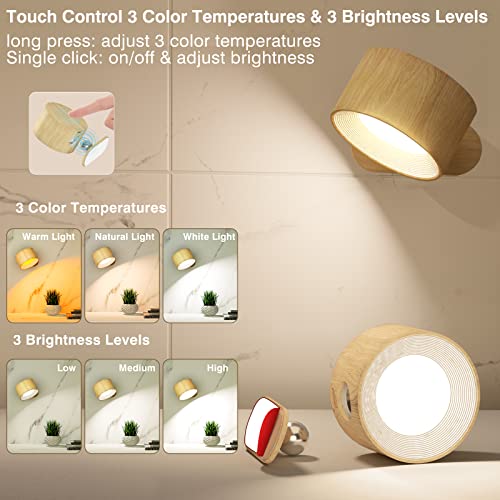 Koopala LED Sconces, Wall Lamps, USB Rechargeable, 3 Color Temps