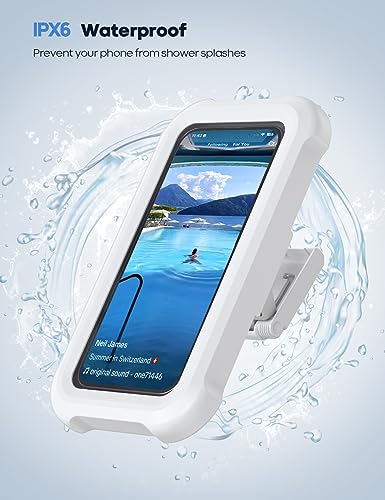 Lamicall Waterproof Shower Phone Holder - 480° Rotation Wall Mount, Anti-Fog, HD Touchscreen - Bathroom Bathtub Kitchen - Fits 4-7 inch Phone