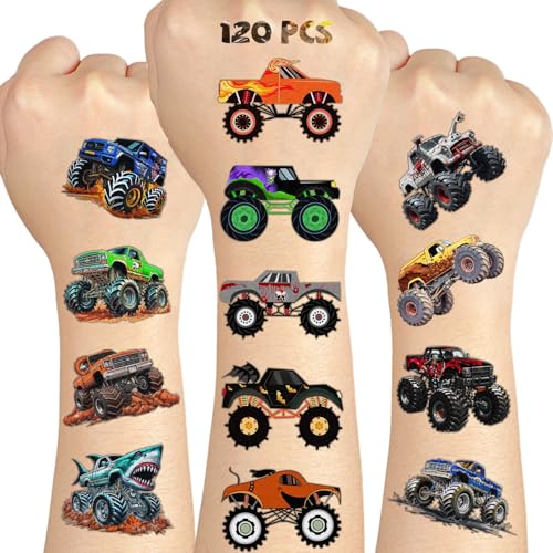 Monster Truck Temporary Tattoos Set for Kids' Birthday Fun