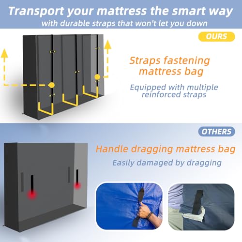 Heavy Duty Twin Size Mattress Bag for Moving & Storage, Reusable & Easy Carrier