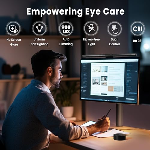 Quntis Wireless Monitor Light Bar: Remote Control, Eye Protection, Anti-Blue Light, 40cm Curved Computer Monitor Lamp