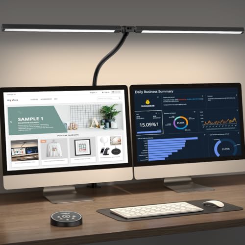 Architect Lamp with Clamp, Dual Screen Gooseneck Smart Light: Eye-Caring LED Desk Lamp for Office & Home