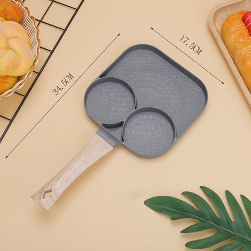 Nonstick Omelette Sectional Skillet Grill Pan with Egg Poacher - Breakfast Frying Pan for Perfect Omelettes - Grey