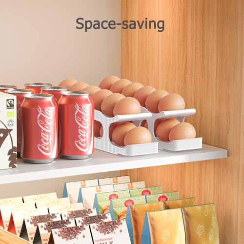 Space-saving Egg Holder: Auto Rolling Dispenser for 12 Eggs