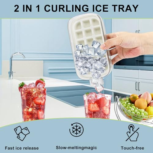 Ice Cube Bottle Cup 2-in-1, 800ml Easy Press Vertical Ice Tray