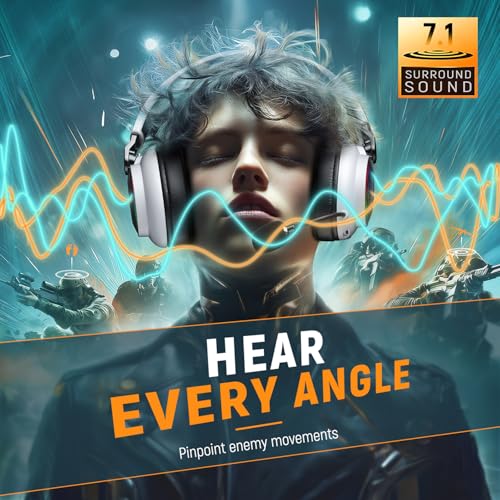 GamerTech Wireless Headset - PS5 PS4 PC Switch - 7.1 Surround Sound, 40H Battery, Noise-Cancelling Mic, RGB Lighting