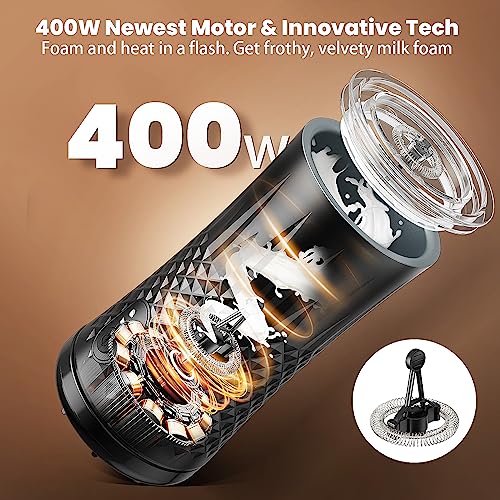 VIWAVE Electric Milk Frother: 4-in-1 Hot & Cold Foamer, 240ml Stainless Steel Steamer - Auto Shut-Off Warmer, Silent Operation