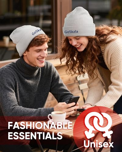 GoSkala Classic Knit Beanie - Warm Unisex Winter Hat for Men/Women, Silver Grey