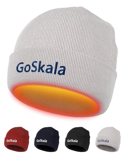 GoSkala Classic Knit Beanie - Warm Unisex Winter Hat for Men/Women, Silver Grey