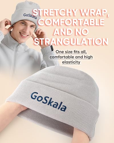 GoSkala Classic Knit Beanie - Warm Unisex Winter Hat for Men/Women, Silver Grey