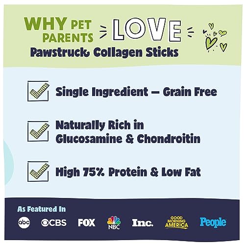 Pawstruck Beef Collagen Sticks for Dogs - High Protein Chews with Chondroitin & Glucosamine - Rawhide Alternative - 5 Pack