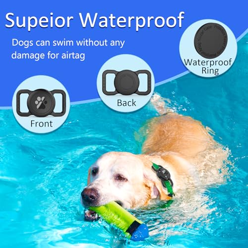SANKALA Dog Collar Holder for Airtag, Waterproof Silicone Anti-Lost Protective Apple Air Tag - Fits All Width Collars